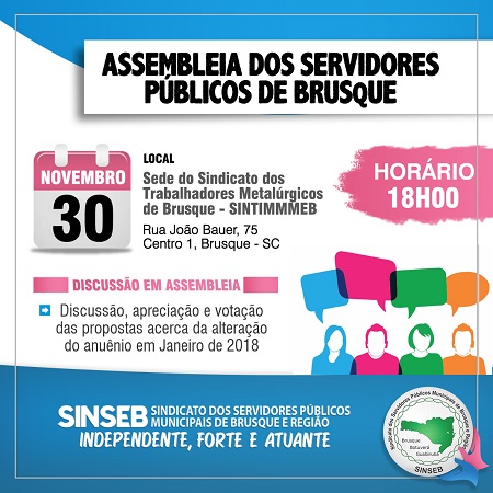 Edital de Assembleia Geral Extrardinária dos Servidores Públicos Municipais de Brusque – SC