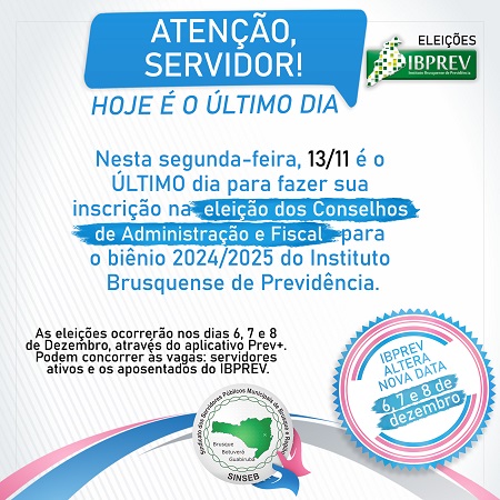 IBPREV ALTERA DATA DAS ELEIÇÕES PARA DIAS 06, 07 E 08 DE DEZEMBRO