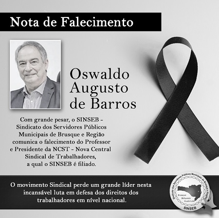 Nota de Falecimento - Oswaldo Augusto de Barros