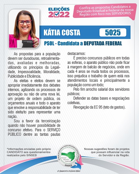 Kátia Costa - Candidatos a Dep. e SINSEB - Conversa com o Servidor Público